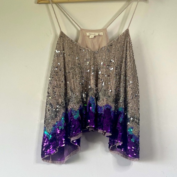 Anthropologie Let Me Be Sequin Splash Embellished Tank Top - Picture 6 of 15